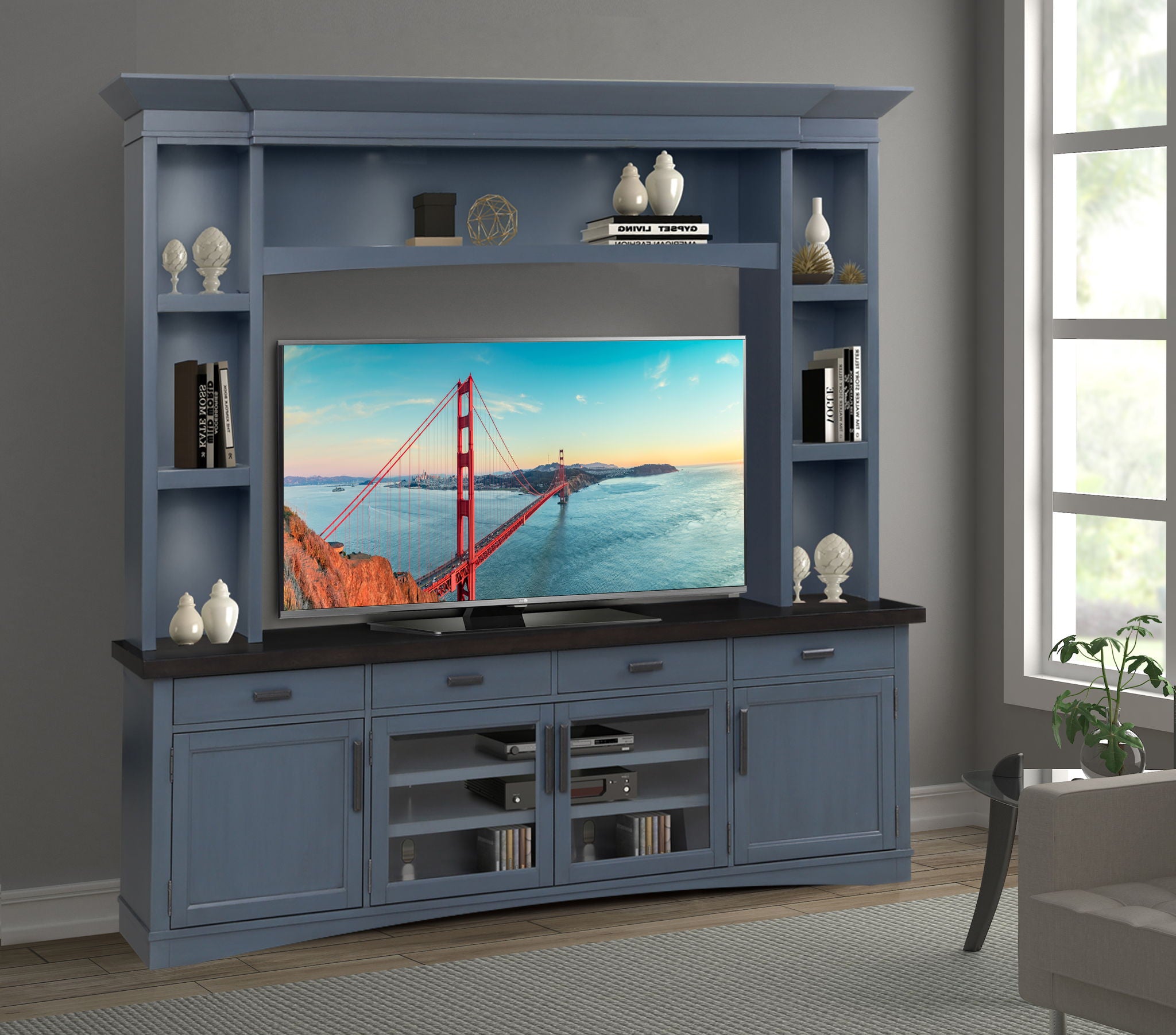 Americana Modern - TV Console with Hutch and LED Lights - Urban Living Furniture (Los Angeles, CA)