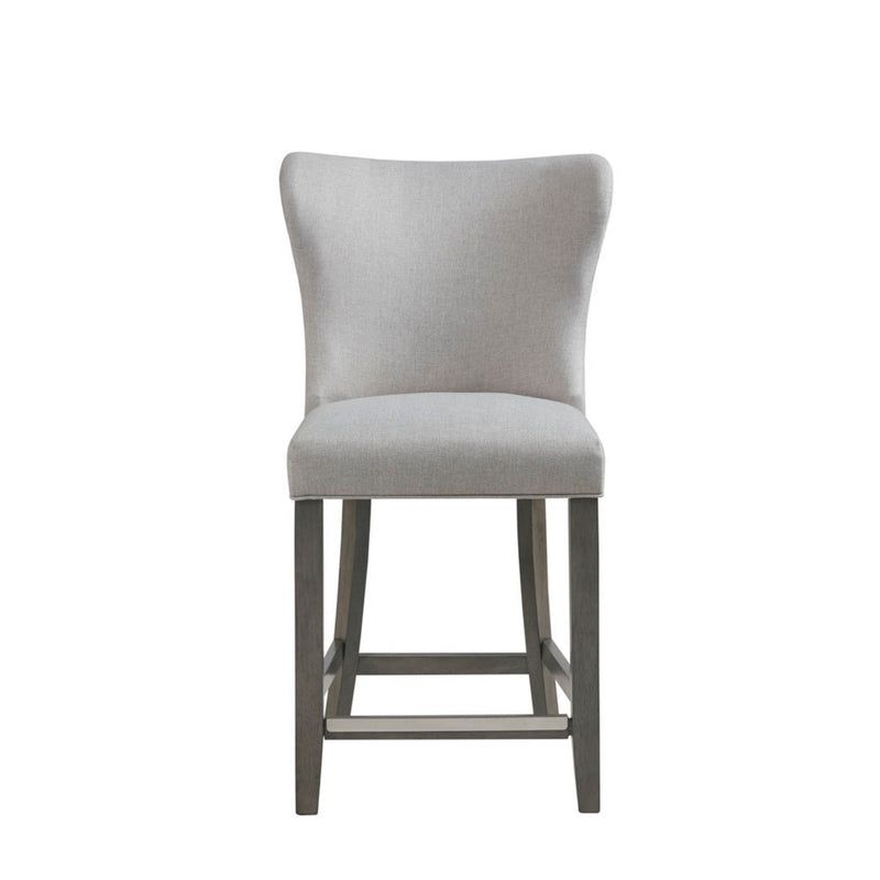 Upholstered Counter Stool Fabric Solid Wood Frame - Cream