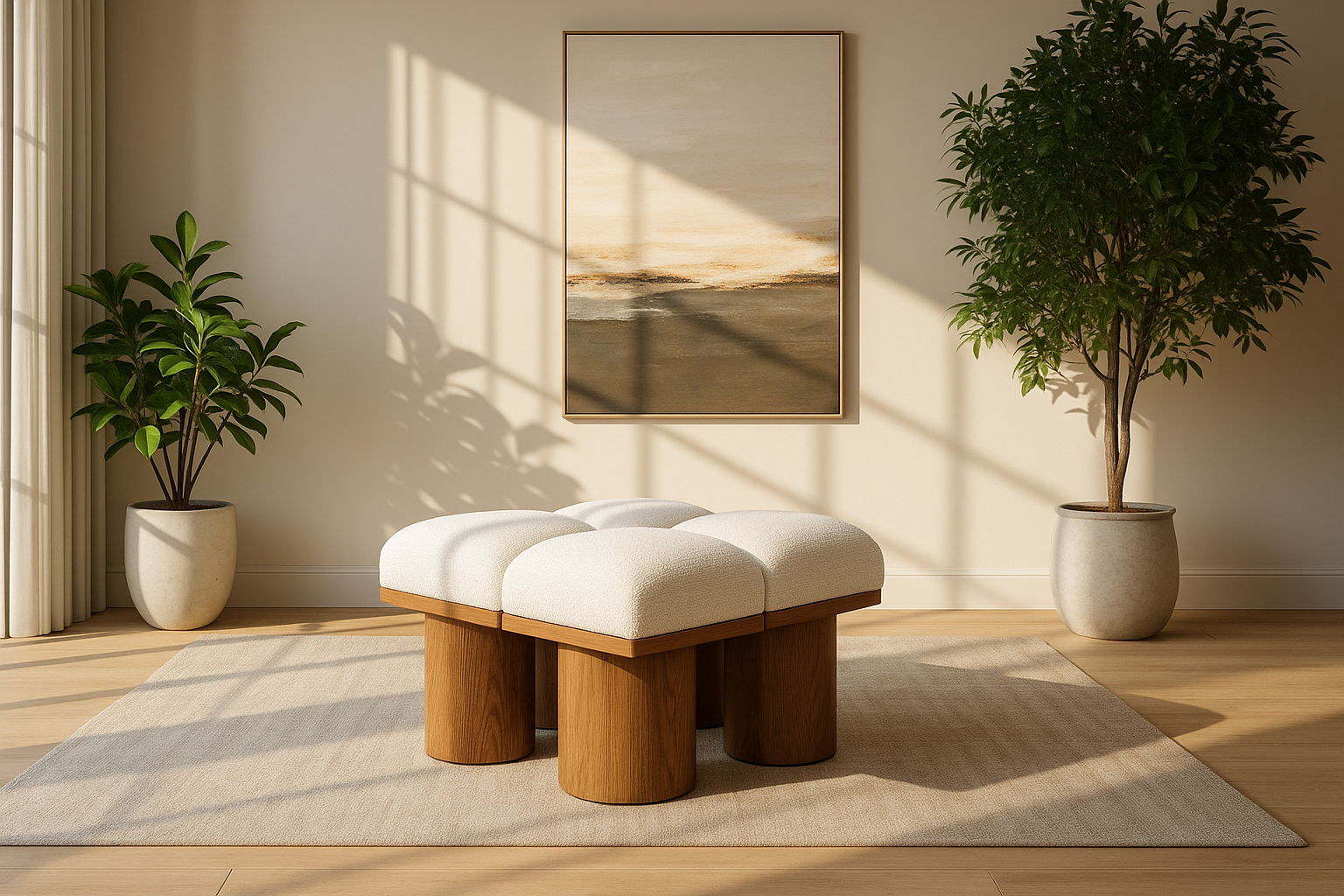 Pavilion - 4 Piece Modular Bench With Brown Base