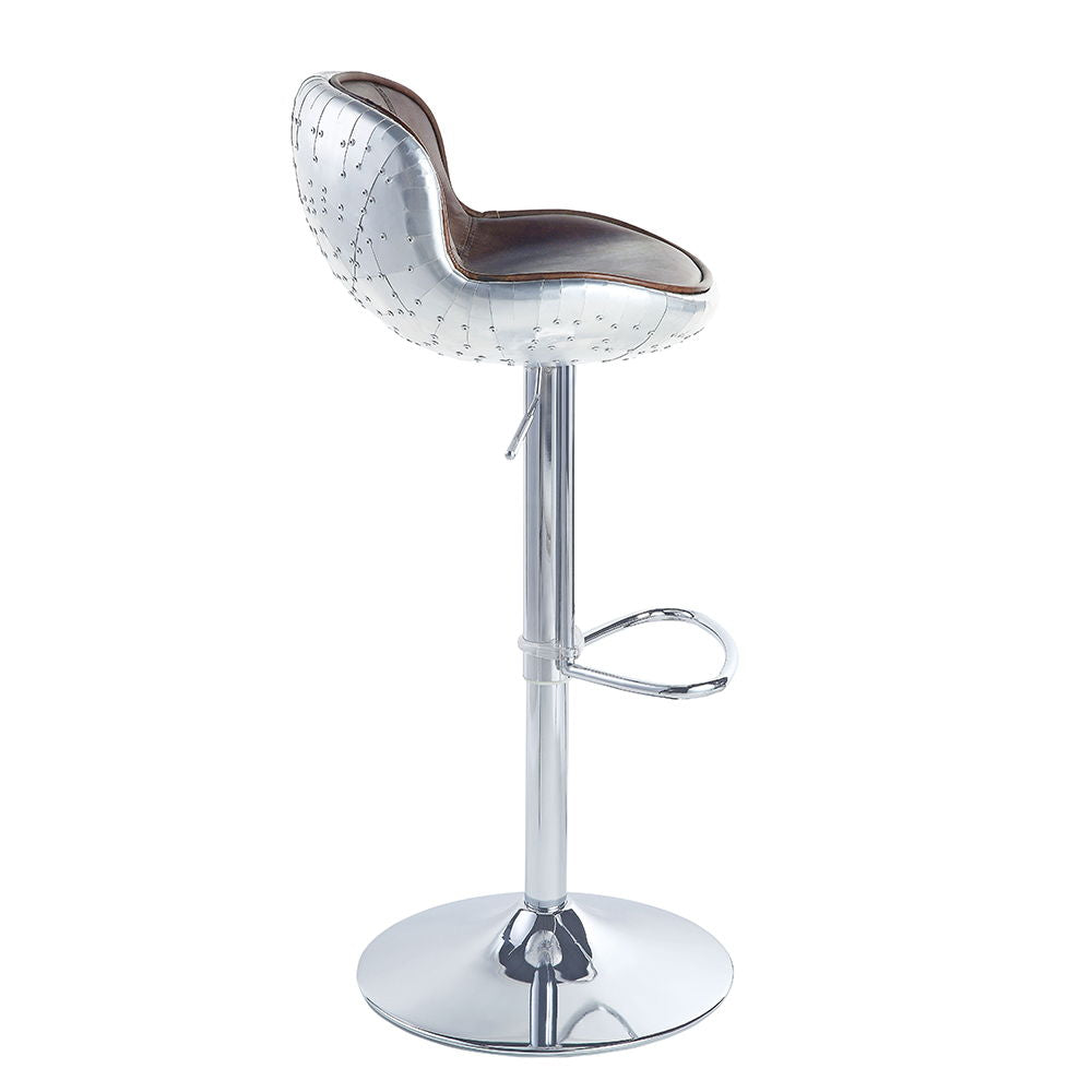 Brancaster - Adjustable Stool With Swivel - Vintage Brown Top Grain Leather & Aluminum - Urban Living Furniture (Los Angeles, CA)