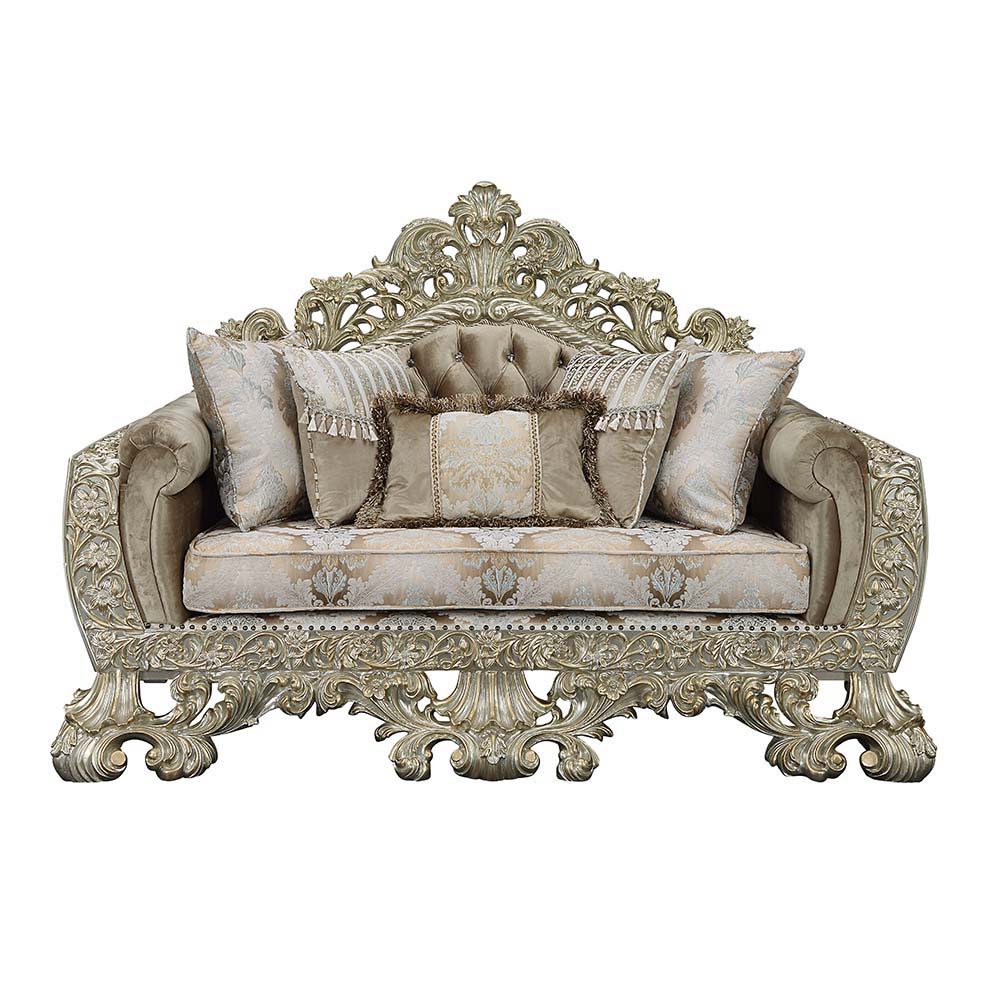 Sorina - Loveseat With 5 Pillows - Velvet, Fabric & Antique Gold - Urban Living Furniture (Los Angeles, CA)