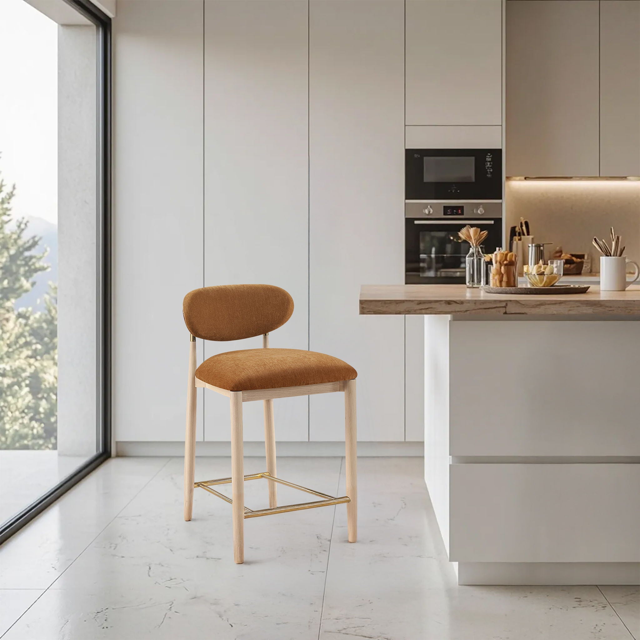 Riccio - Fabric Stool - Natural Frame