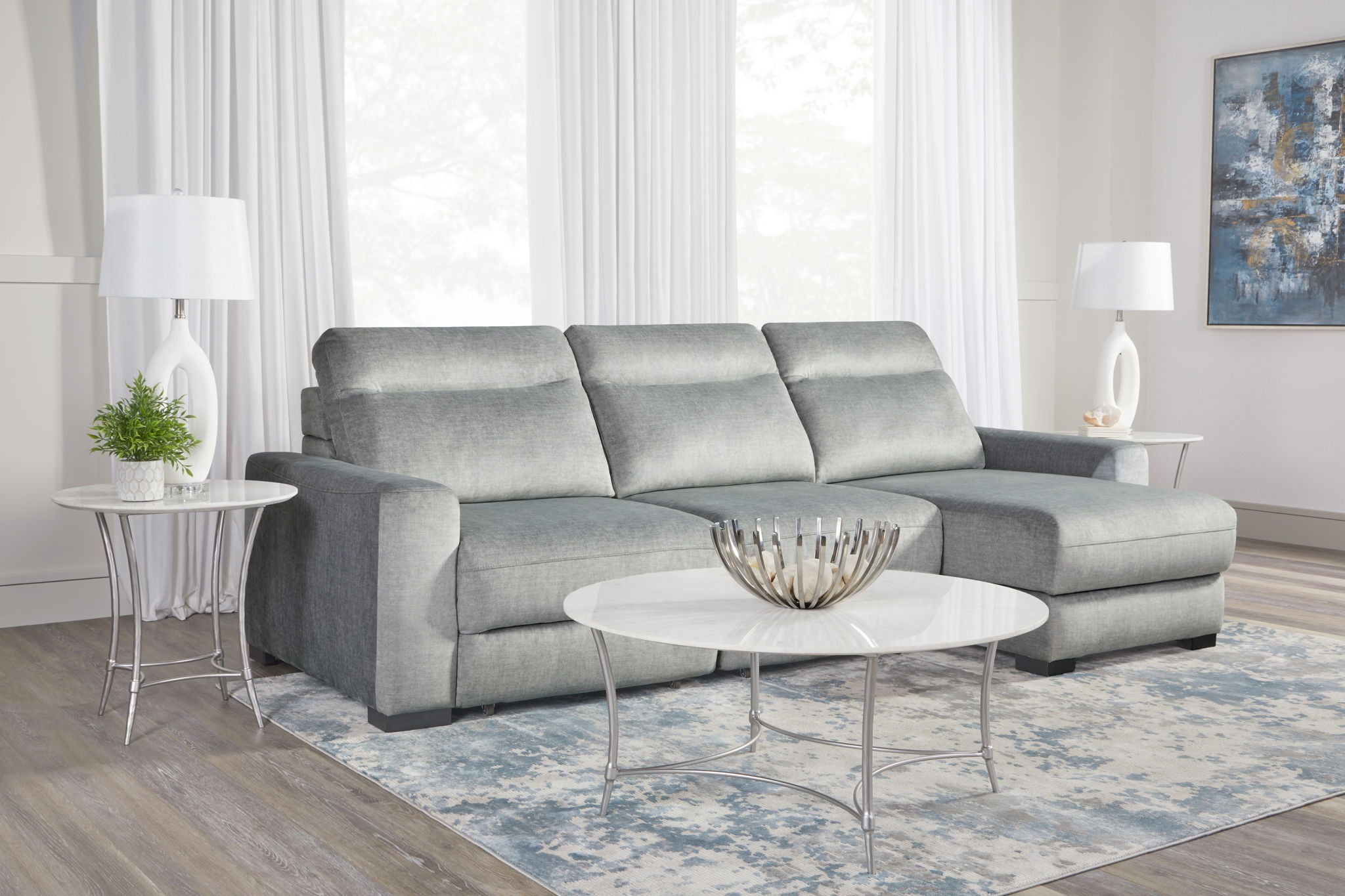 Elliot - Right Arm Facing Storage Chaise - Sterling