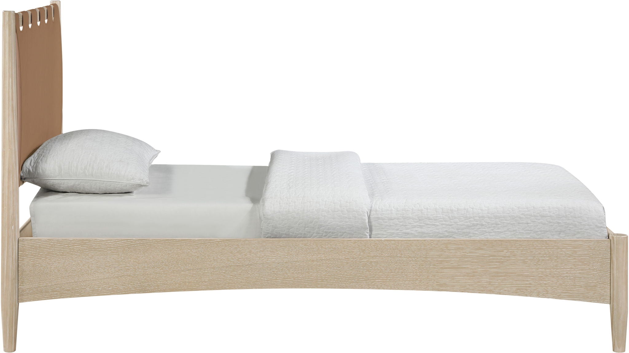 Santos - Vegan Leather Headboard And Wood Bed - Waxed Natural Frame - Urban Living Furniture (Los Angeles, CA)