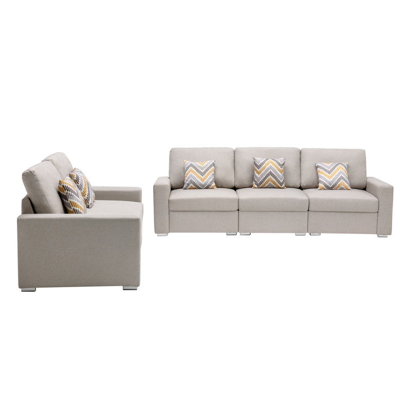 Nolan - Linen Fabric Sofa And Loveseat Living Room With Pillows And Interchangeable Legs - Urban Living Furniture (Los Angeles, CA)