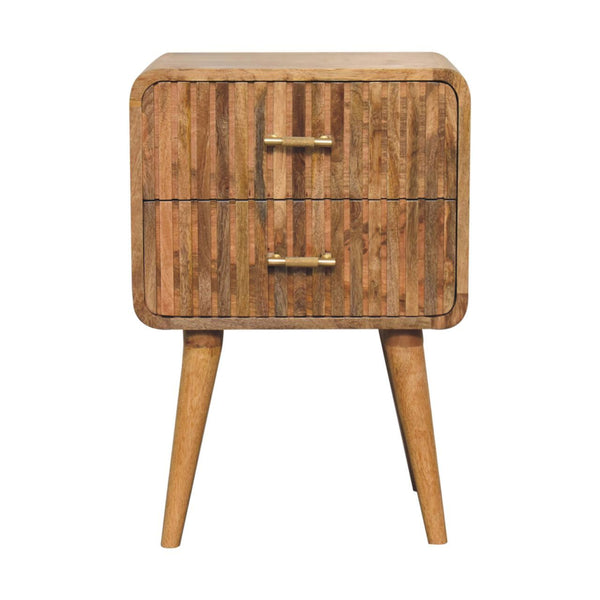 T Bar Ridged Nightstand - Oak