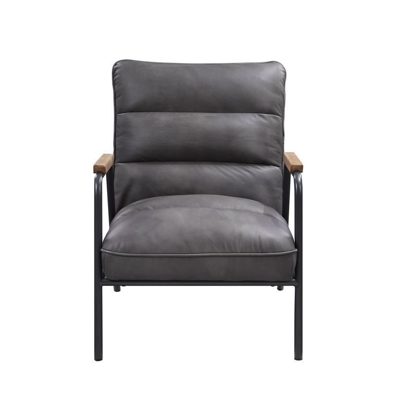 Nignu - Accent Chair - Gray Top Grain Leather & Matt Iron - Urban Living Furniture (Los Angeles, CA)