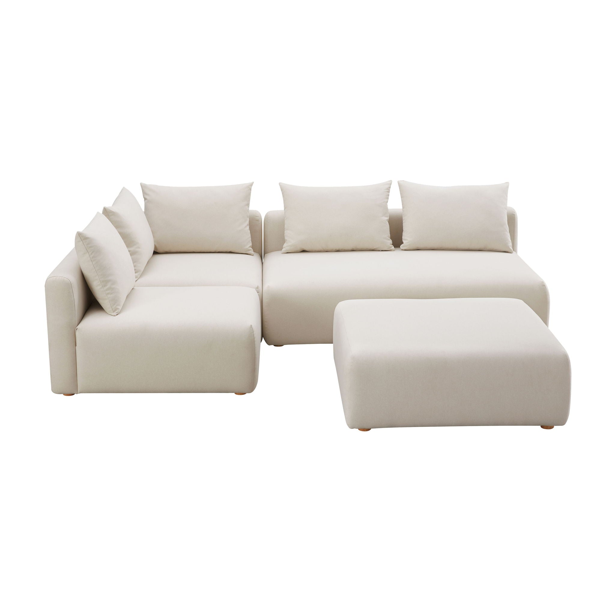 Hangover - 4-Piece Linen Modular Chaise Sectional - Cream