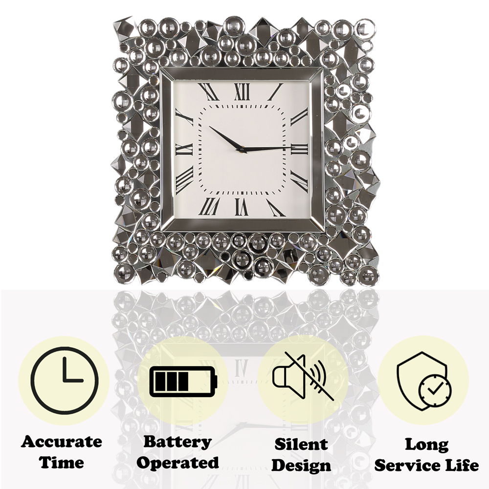 Kachina - 19" Wall Clock - Mirrored & Faux Gems - Urban Living Furniture (Los Angeles, CA)