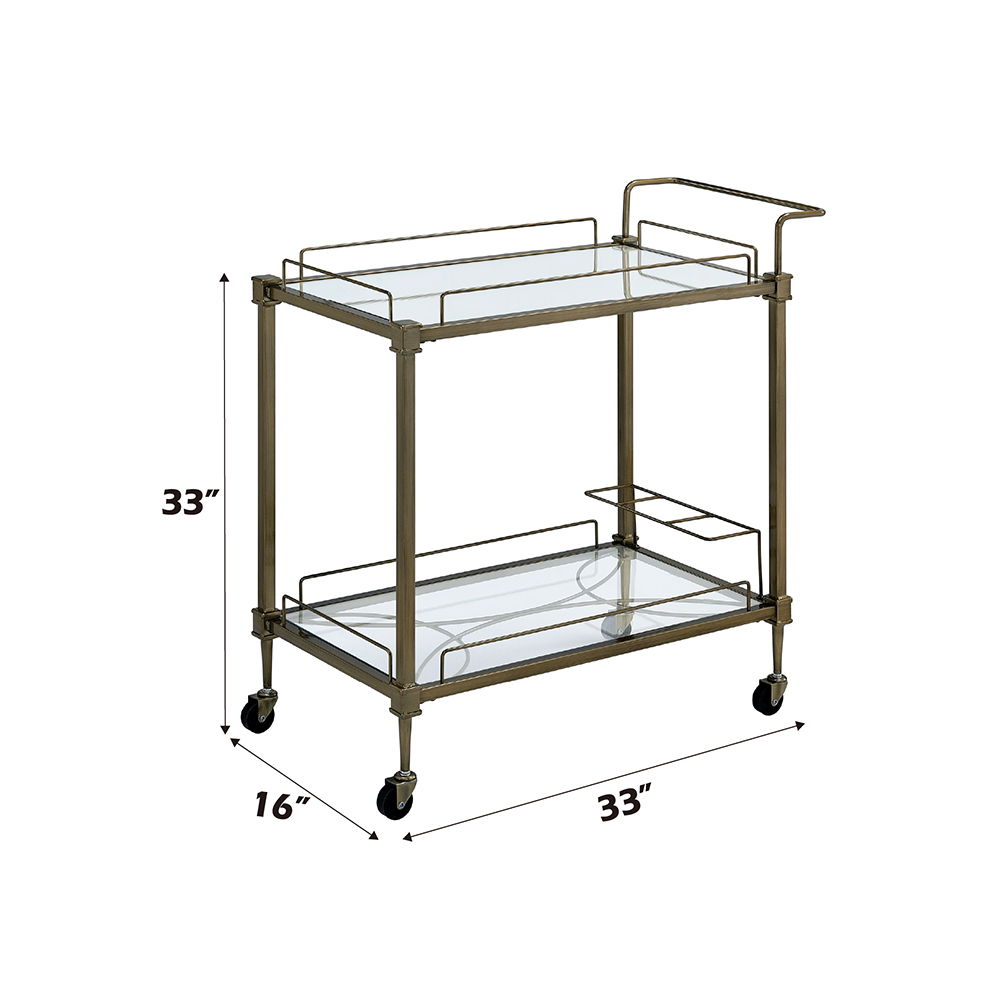 Aditya - Serving Cart - Mirrored & Antique Brass - Urban Living Furniture (Los Angeles, CA)