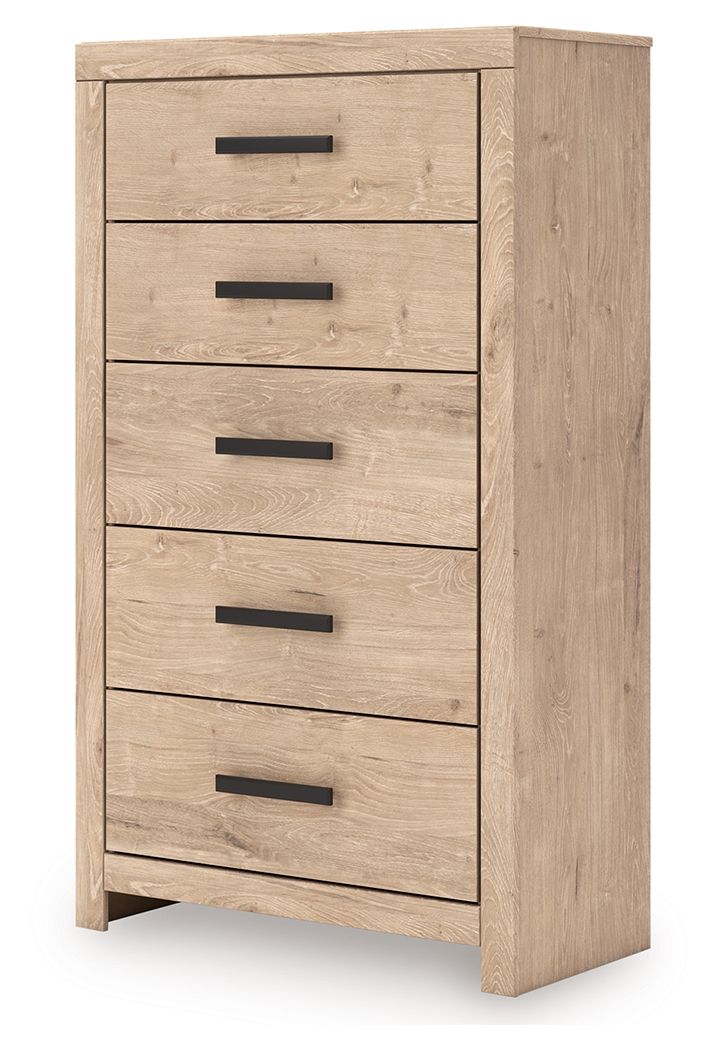 Sanginlane - Tan - Five Drawer Chest - Urban Living Furniture (Los Angeles, CA)