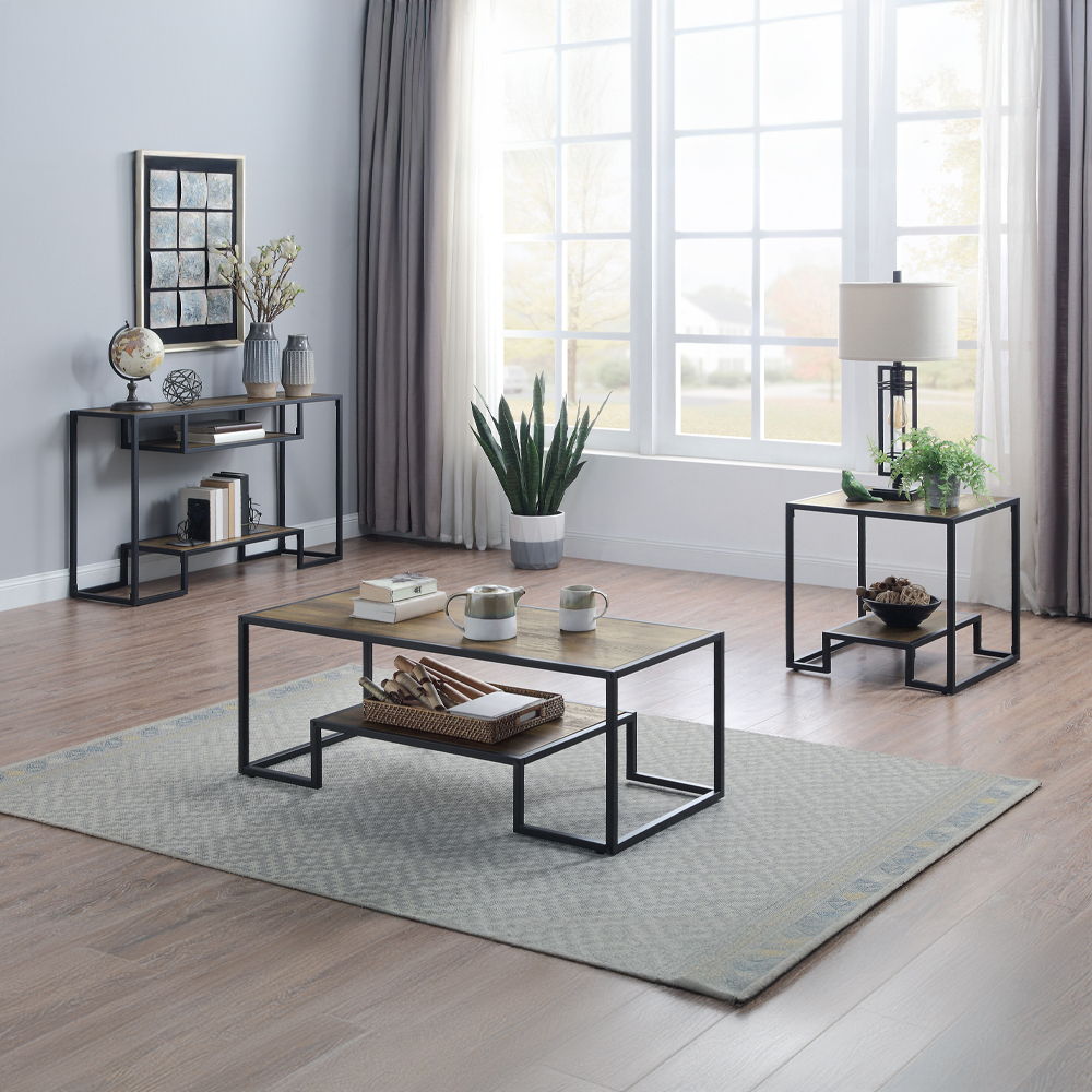 Idella - End Table - Rustic Oak & Black - Urban Living Furniture (Los Angeles, CA)