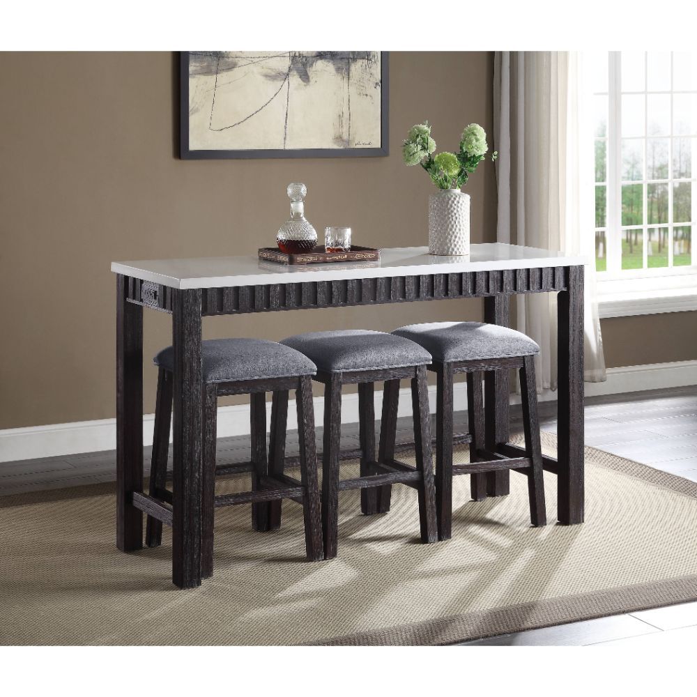 Necalli - Counter Height Set - Marble & Weathered Espresso - Urban Living Furniture (Los Angeles, CA)