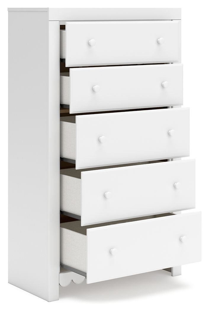 Mollviney - White - Five Drawer Chest - Urban Living Furniture (Los Angeles, CA)