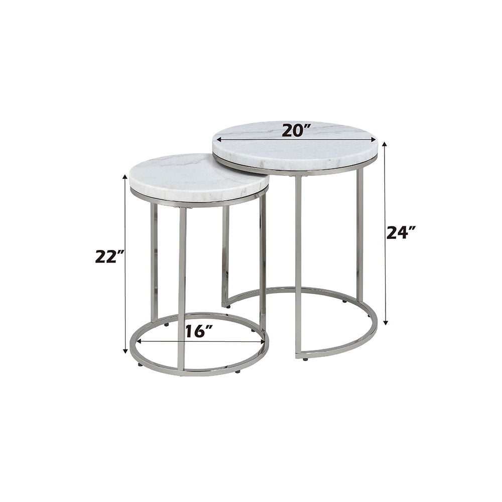 Zaidee - Nesting Table Set - Marble Top & Nickel - Urban Living Furniture (Los Angeles, CA)