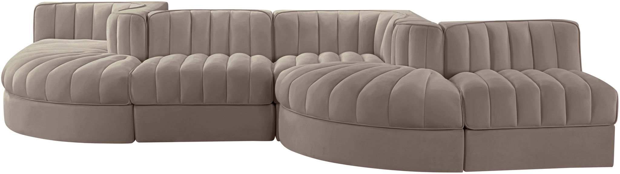 Rummi - Rounded Velvet Performance Fabric Upholstered 6 Piece Modular Sectional - Urban Living Furniture (Los Angeles, CA)
