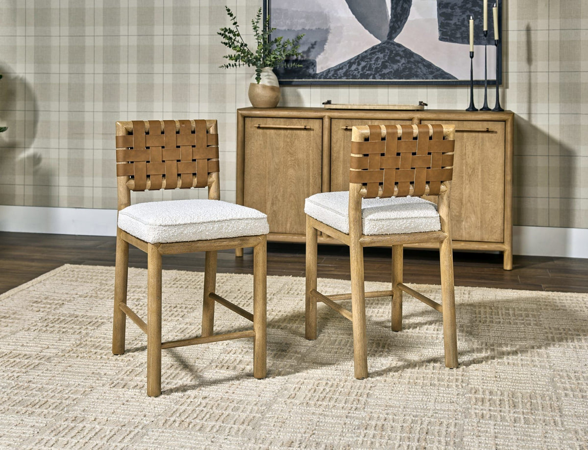 Dorsey - Weaven Counter Stool (Set of 2) - Ginger / Ricotta