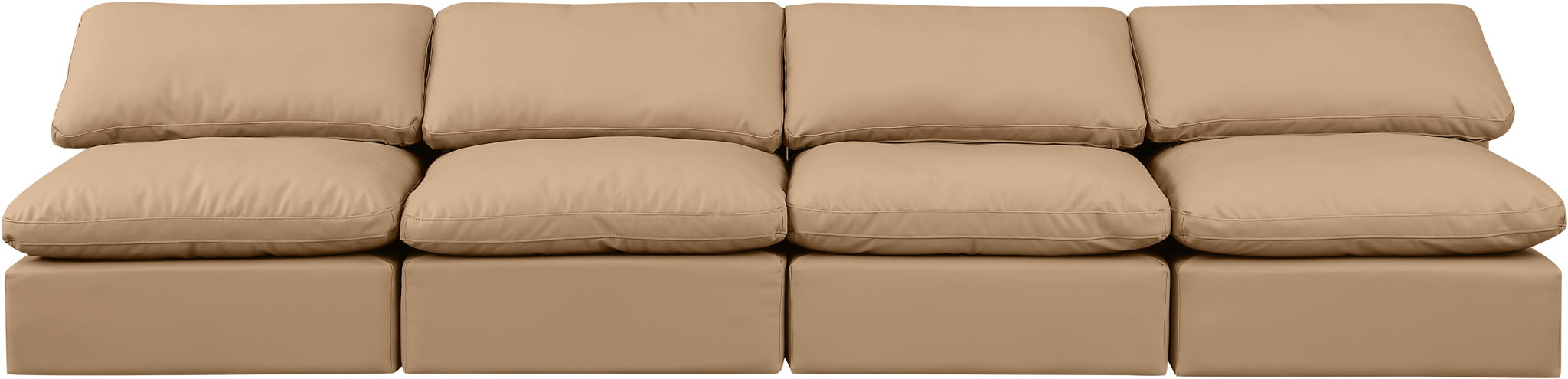 Indulge - Faux Leather 4 Piece Modular Armless Sofa - Tan - Urban Living Furniture (Los Angeles, CA)