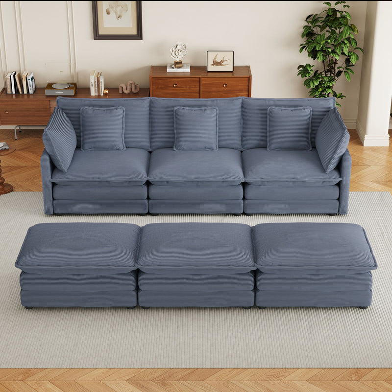 Modern Modular Sectional Sofa With Side Storage Pockets For Living Room