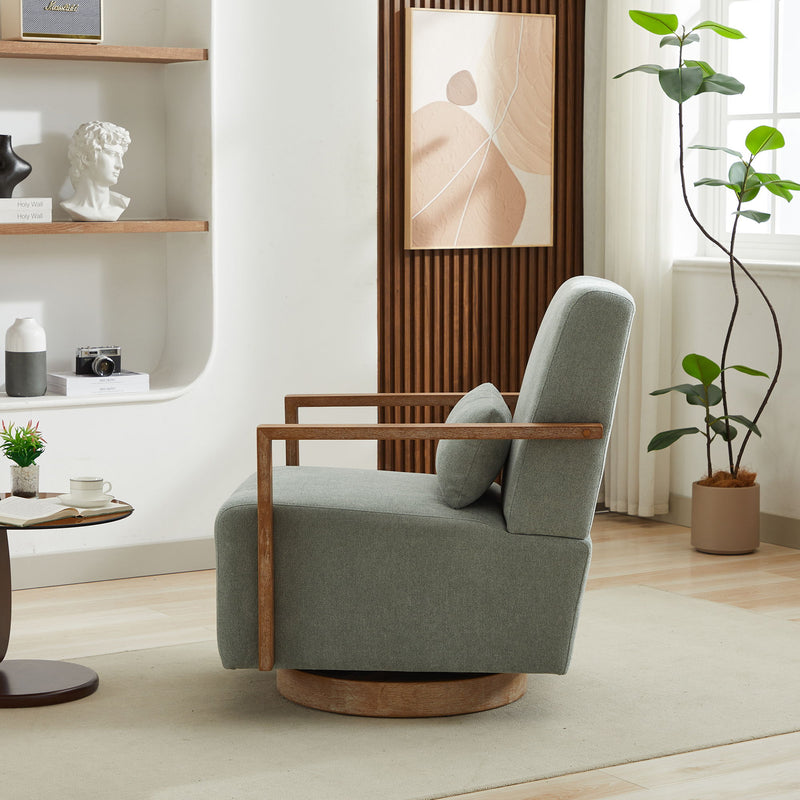 Swivel Modern Upholstered Accent Chair With Armrests