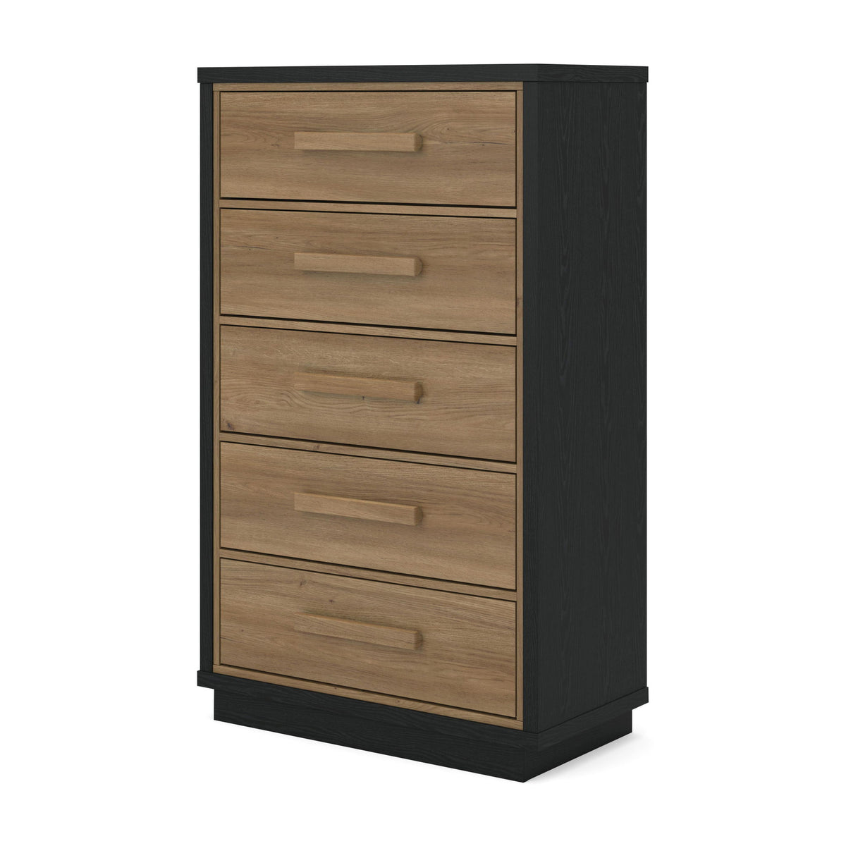 Kozmour - Five Drawer Chest - Black / Brown