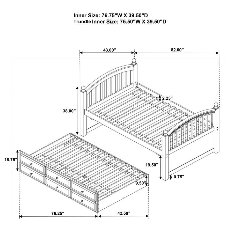 Norwood - 3-Drawer Twin Bed With Captains Trundle - Chestnut - Urban Living Furniture (Los Angeles, CA)