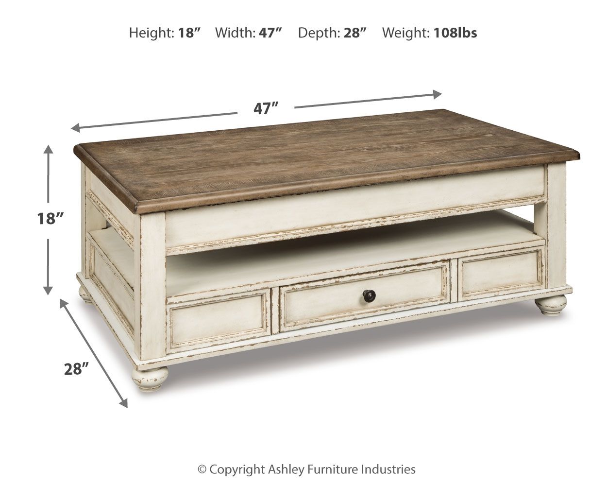 Realyn - Lift Top Cocktail Table - White / Brown - Urban Living Furniture (Los Angeles, CA)
