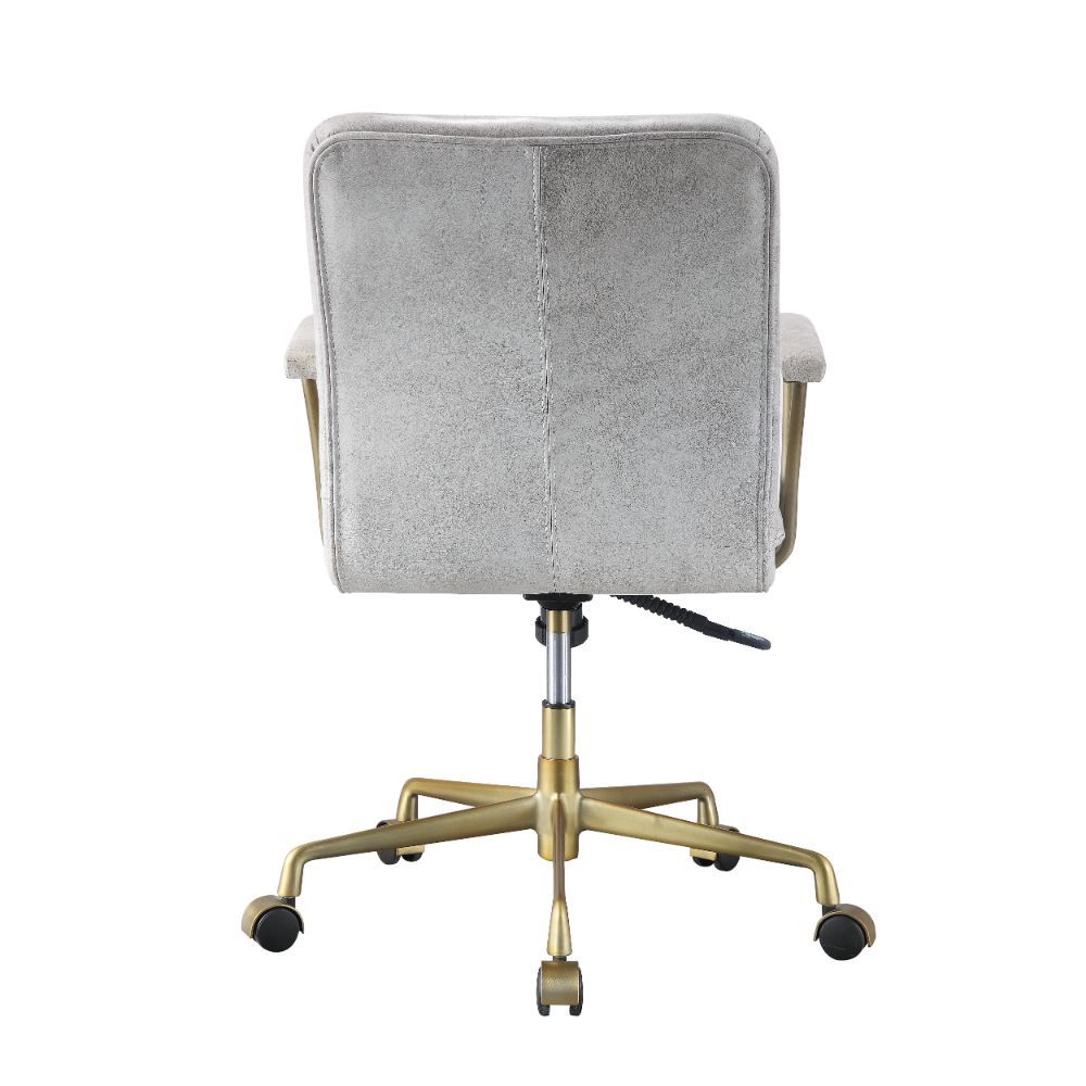 Damir - Office Chair - Vintage White Top Grain Leather & Chrome - Urban Living Furniture (Los Angeles, CA)