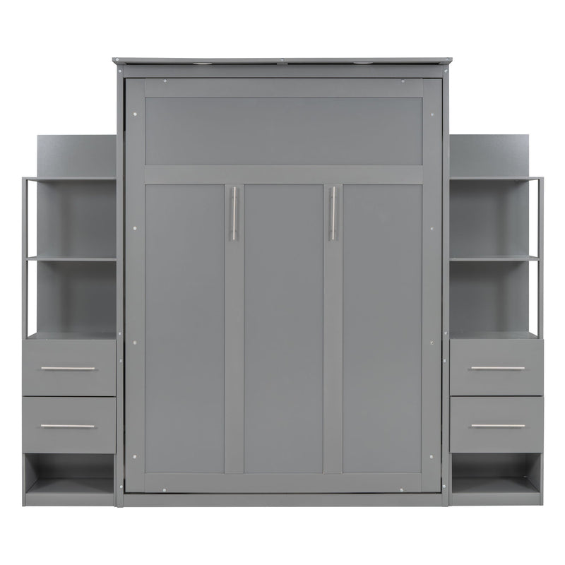 Murphy Wall Bed With LED Lights, Shelves And Drawers