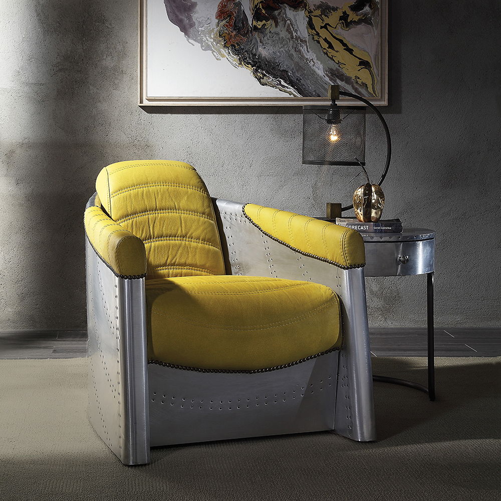 Brancaster - Accent Chair - Yellow Top Grain Leather & Aluminum - Urban Living Furniture (Los Angeles, CA)