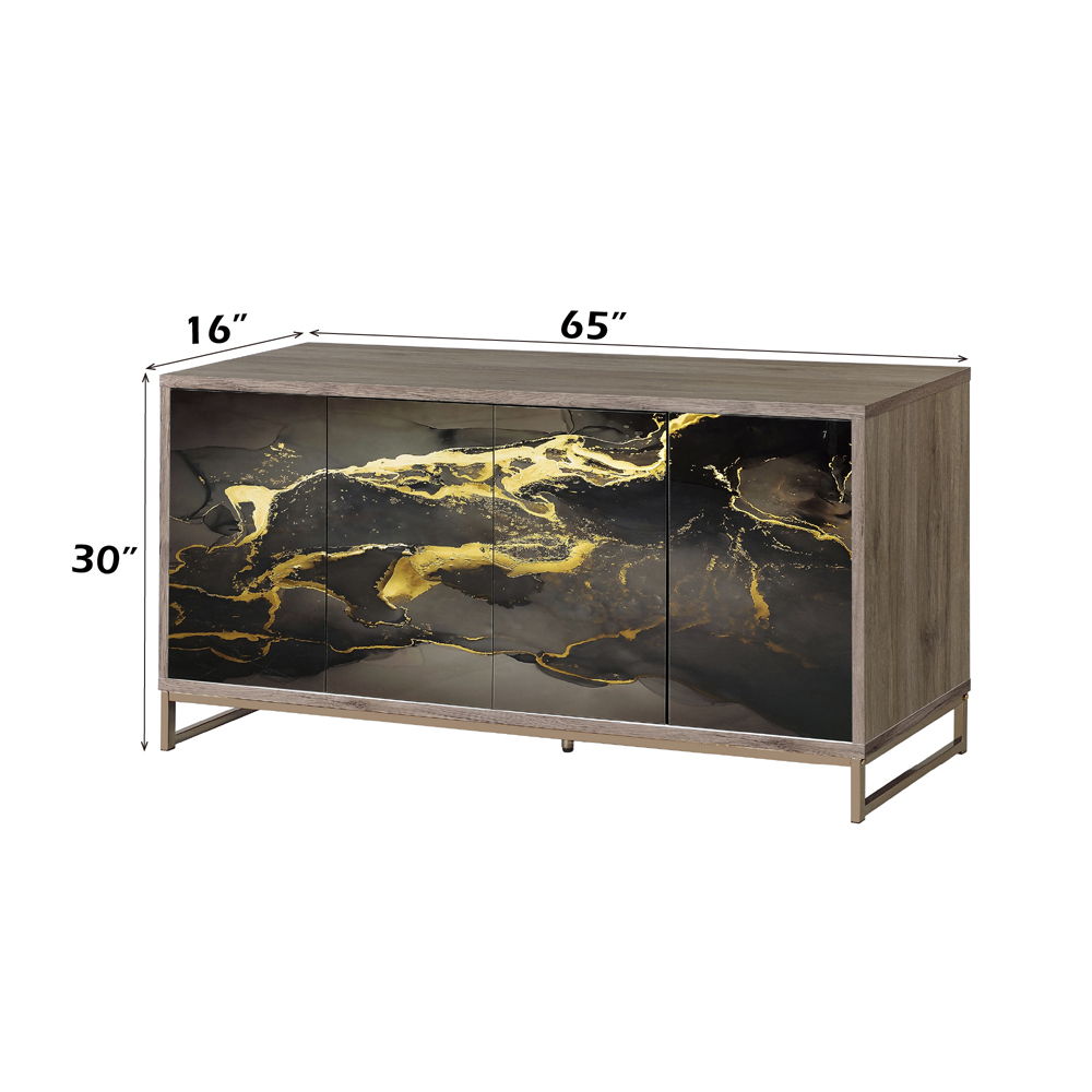 Payo - Console Cabinet - Black Marble Print Oak & Champagne - Urban Living Furniture (Los Angeles, CA)