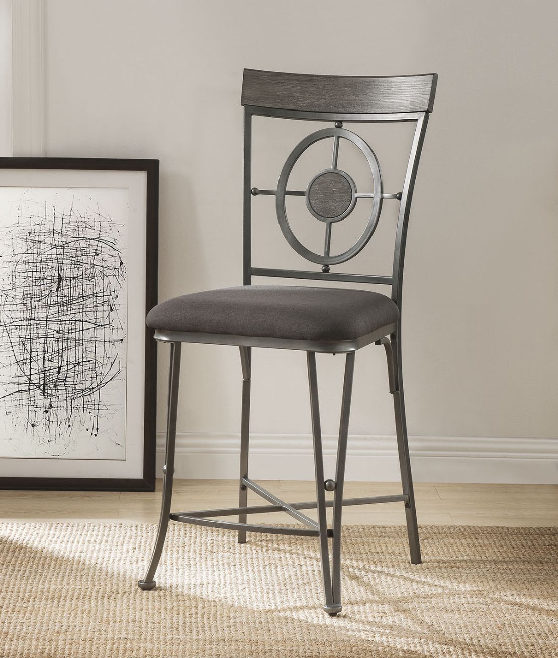 Landis - Counter Height Chair (Set of 2) - Fabric & Gunmetal - Urban Living Furniture (Los Angeles, CA)