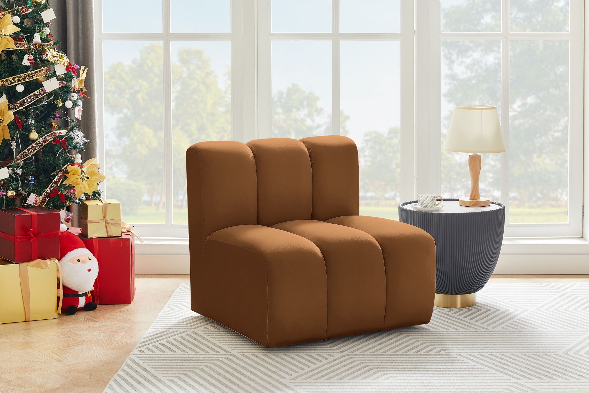 Arc - Velvet Straight Chair - Saddle