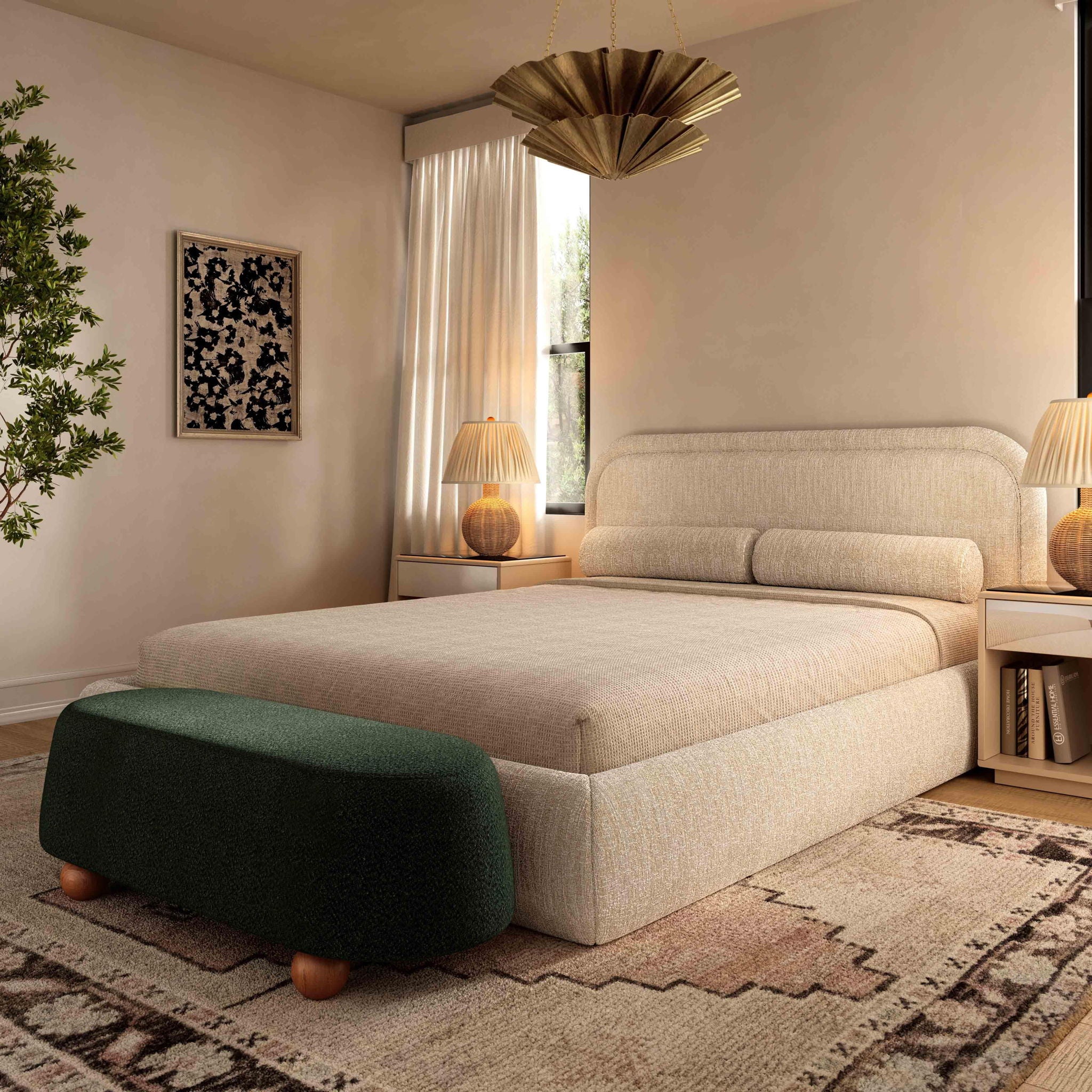 Jaine - Boucle Large Ottoman - Forest Green - Urban Living Furniture (Los Angeles, CA)
