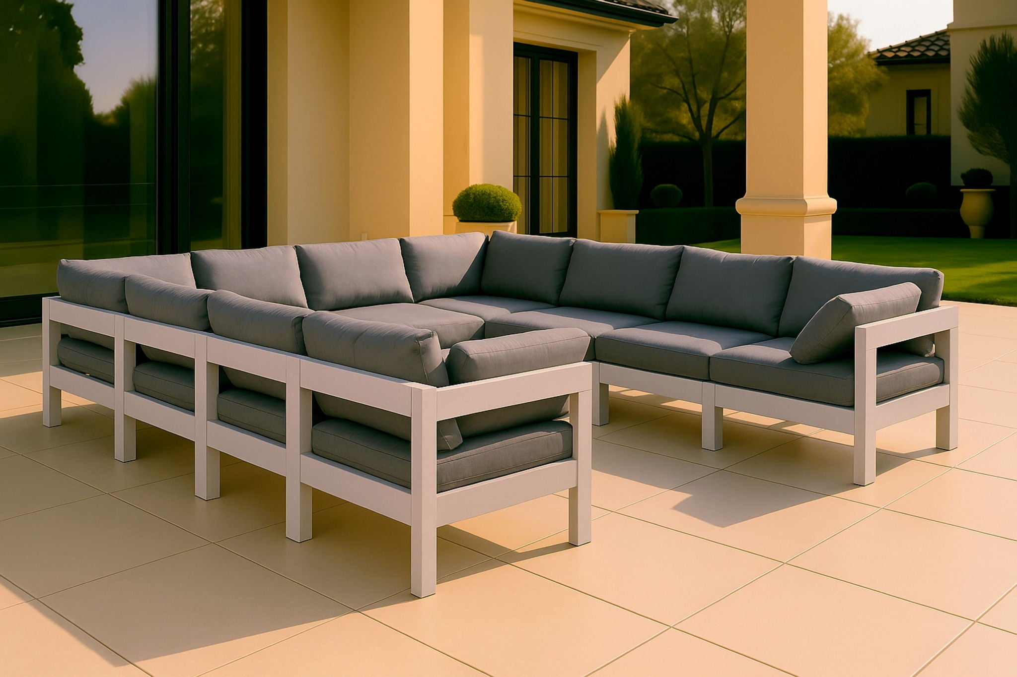 Nizuc - Outdoor Patio 10 Piece Modular Sectional With White Frame - Urban Living Furniture (Los Angeles, CA)