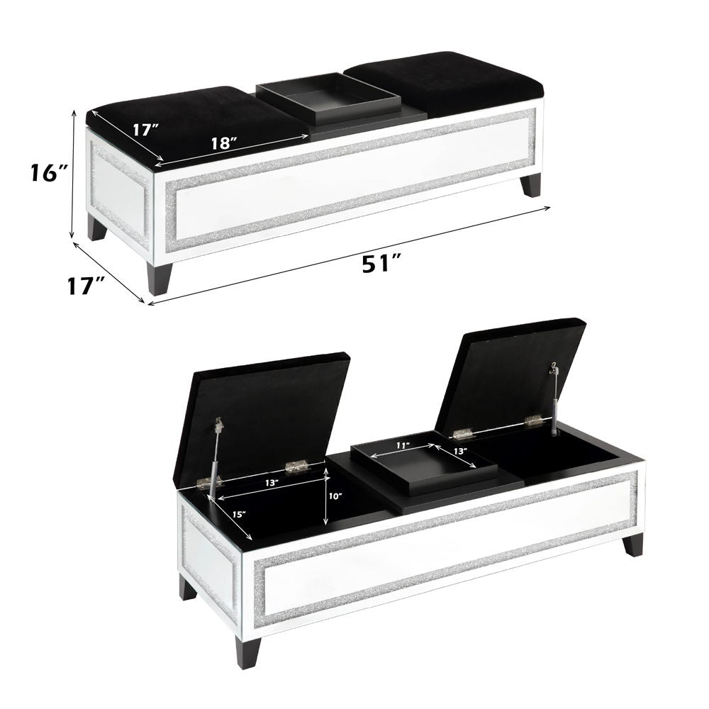 Noralie - 16" Bench With Storage - Mirrored & Faux Diamonds - Urban Living Furniture (Los Angeles, CA)