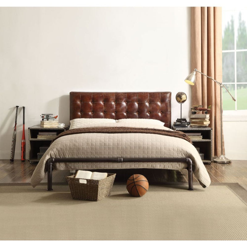 Brancaster - Queen Bed - Vintage Brown Top Grain Leather - Urban Living Furniture (Los Angeles, CA)