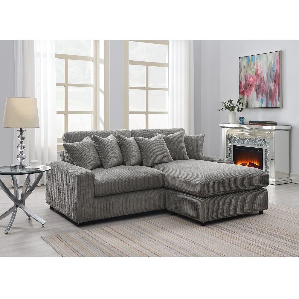 Tavia - Reversible Sectional Sofa With 6 Pillows - Gray Corduroy - Urban Living Furniture (Los Angeles, CA)