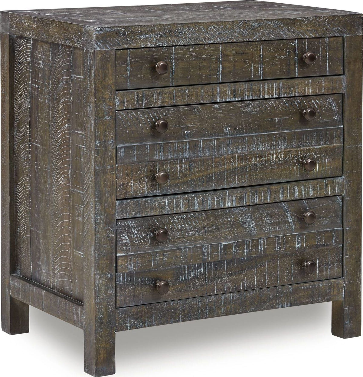Townsend - Solid Wood Three Drawer Nighstand - Gunmetal