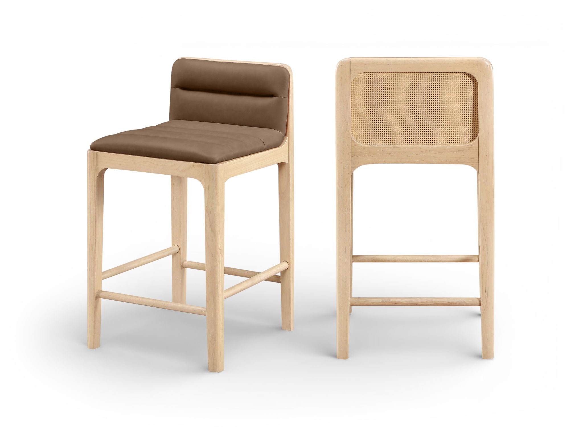 Ellis - Vegan Leather Upholstered Counter Stool (Set of 2) - Natural Base - Urban Living Furniture (Los Angeles, CA)