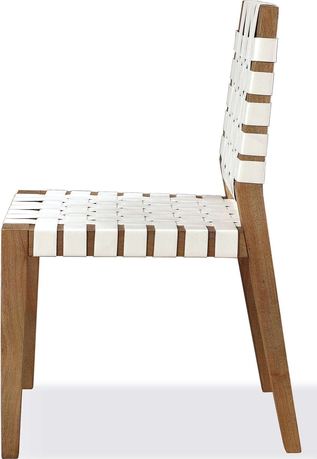 One - Woven Leather And Solid Wood Dining Side Chair (Set of 2) - White And Bisque