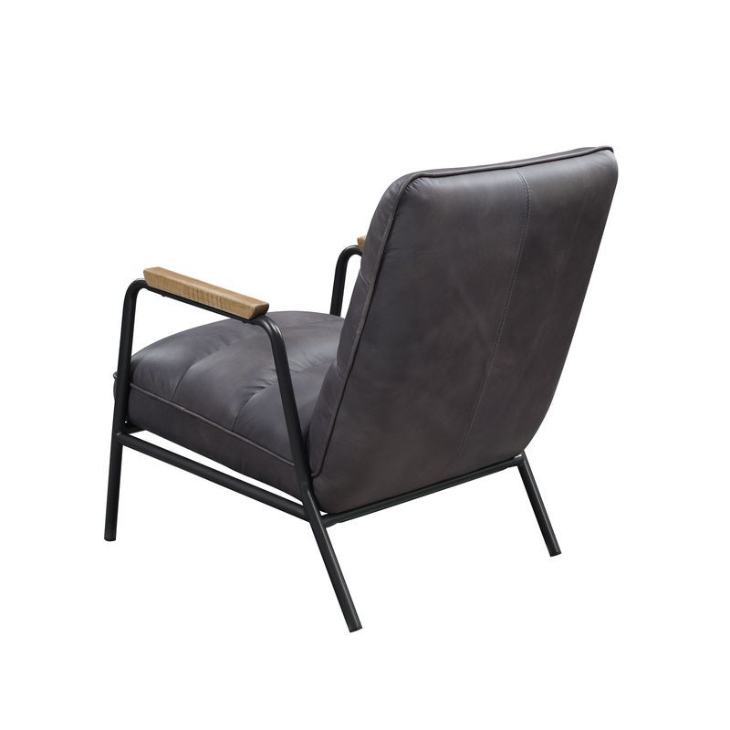 Nignu - Accent Chair - Gray Top Grain Leather & Matt Iron - Urban Living Furniture (Los Angeles, CA)
