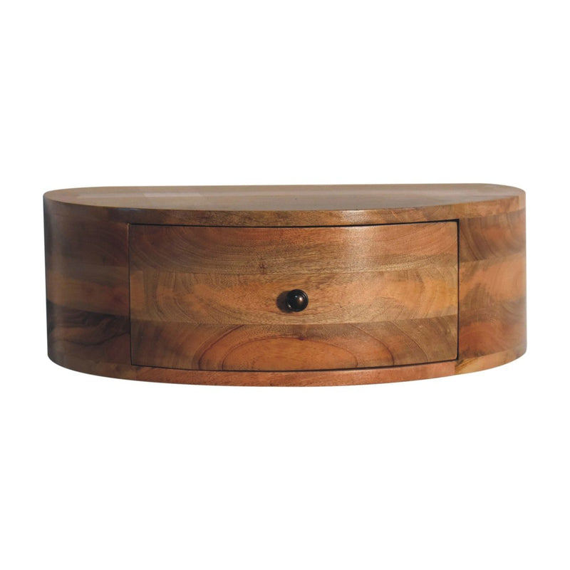 Large Wall Mounted Rounded Bedside Table - Beige