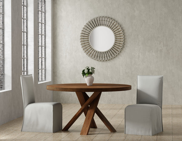 Crossings - Round Dining Table With 4 Upholstered Chairs - Dark Brown & Gray