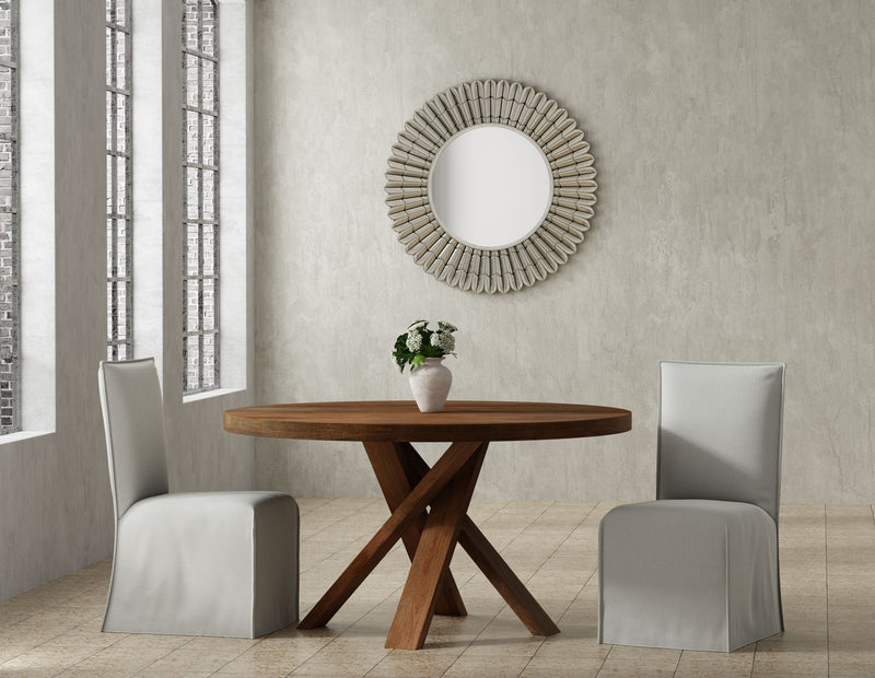 Crossings - Round Dining Table With 4 Upholstered Chairs - Dark Brown & Gray