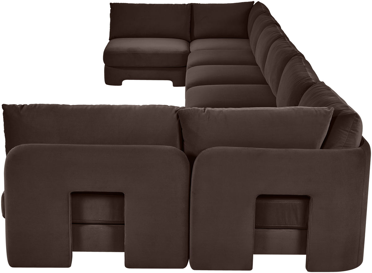 Hammond - Velvet Performance Fabric Upholstered 8 Piece U-Shaped Armless Sectional - Beige