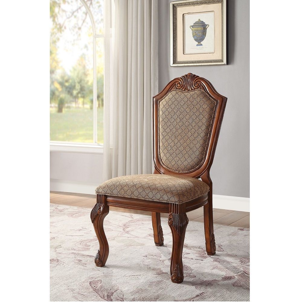 Chateau De Ville - Side Chair (Set of 2) - Fabric & Cherry Finish - Urban Living Furniture (Los Angeles, CA)