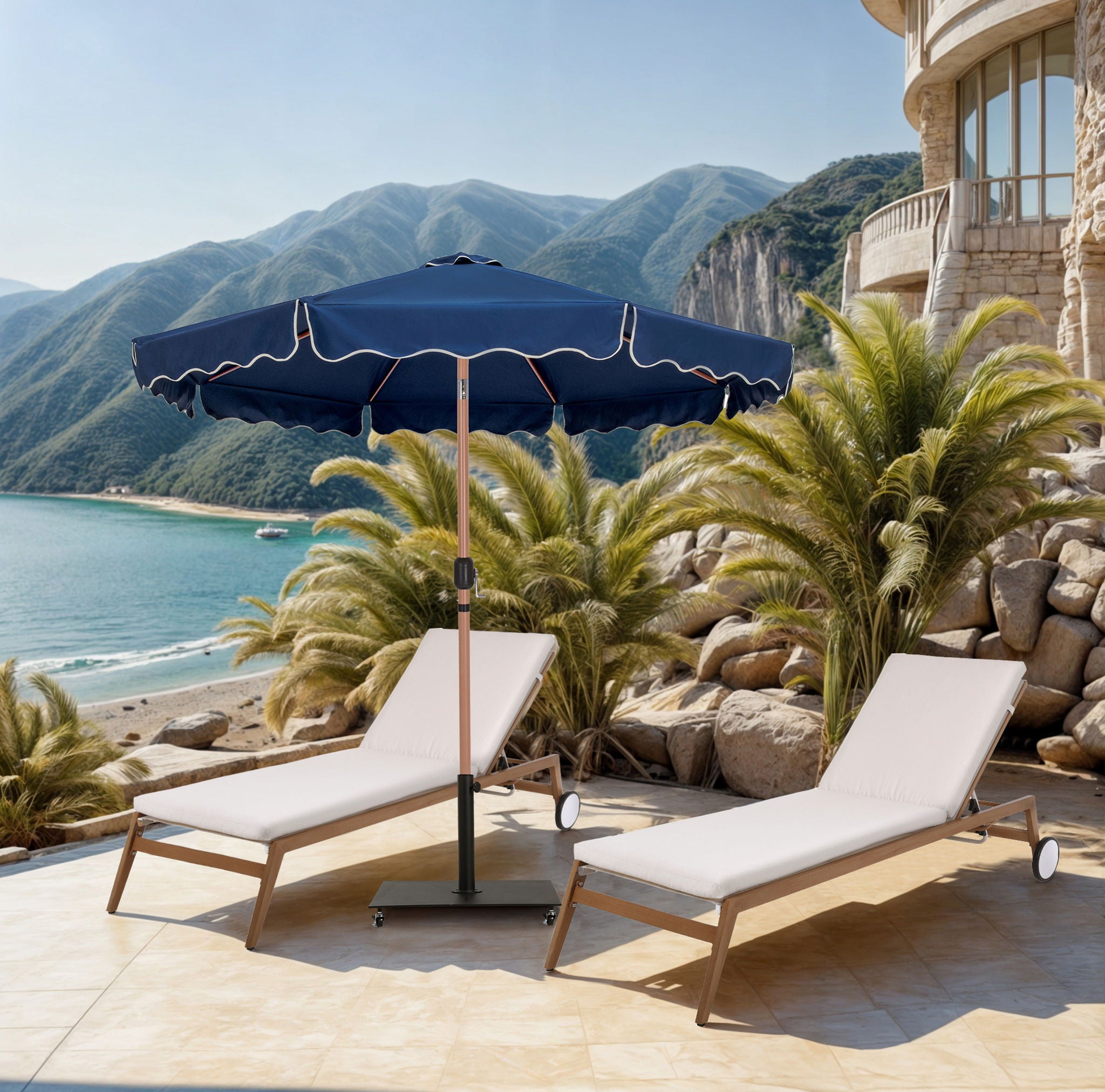Amalfi - Aluminum Patio Umbrella - Black Base / Light Brown Pole - Urban Living Furniture (Los Angeles, CA)
