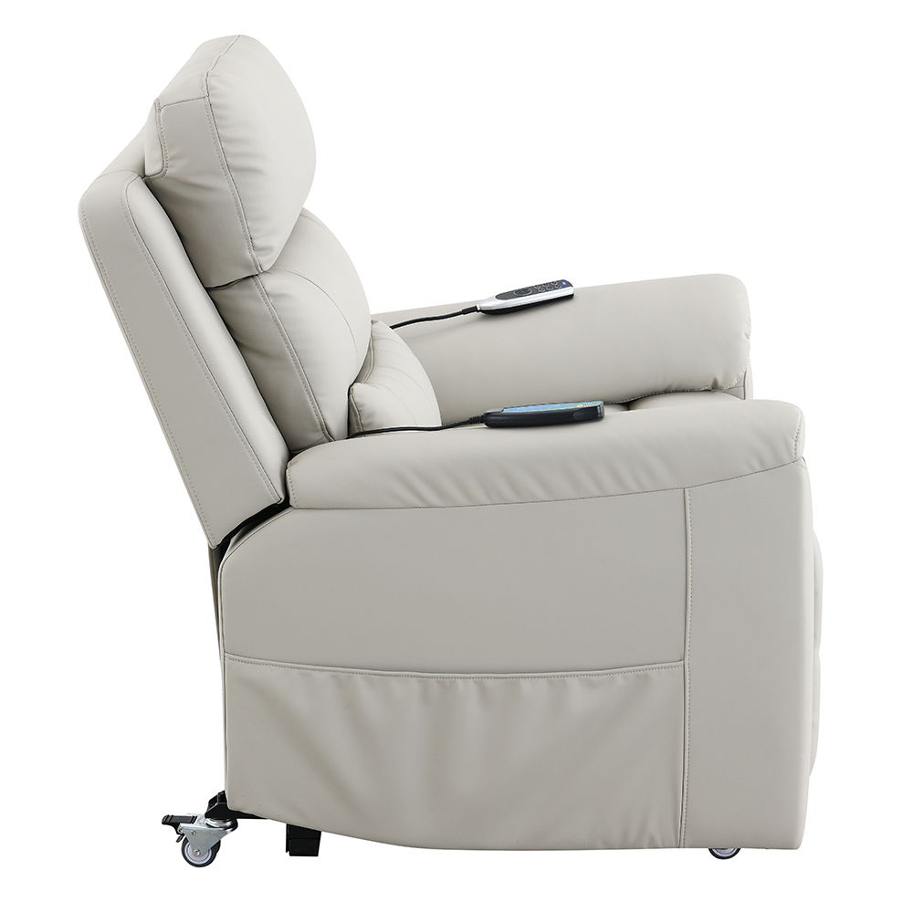 Marsha - Power Recliner With Lift & Massage - Light Gray Silicone Synthetic Leather - Urban Living Furniture (Los Angeles, CA)