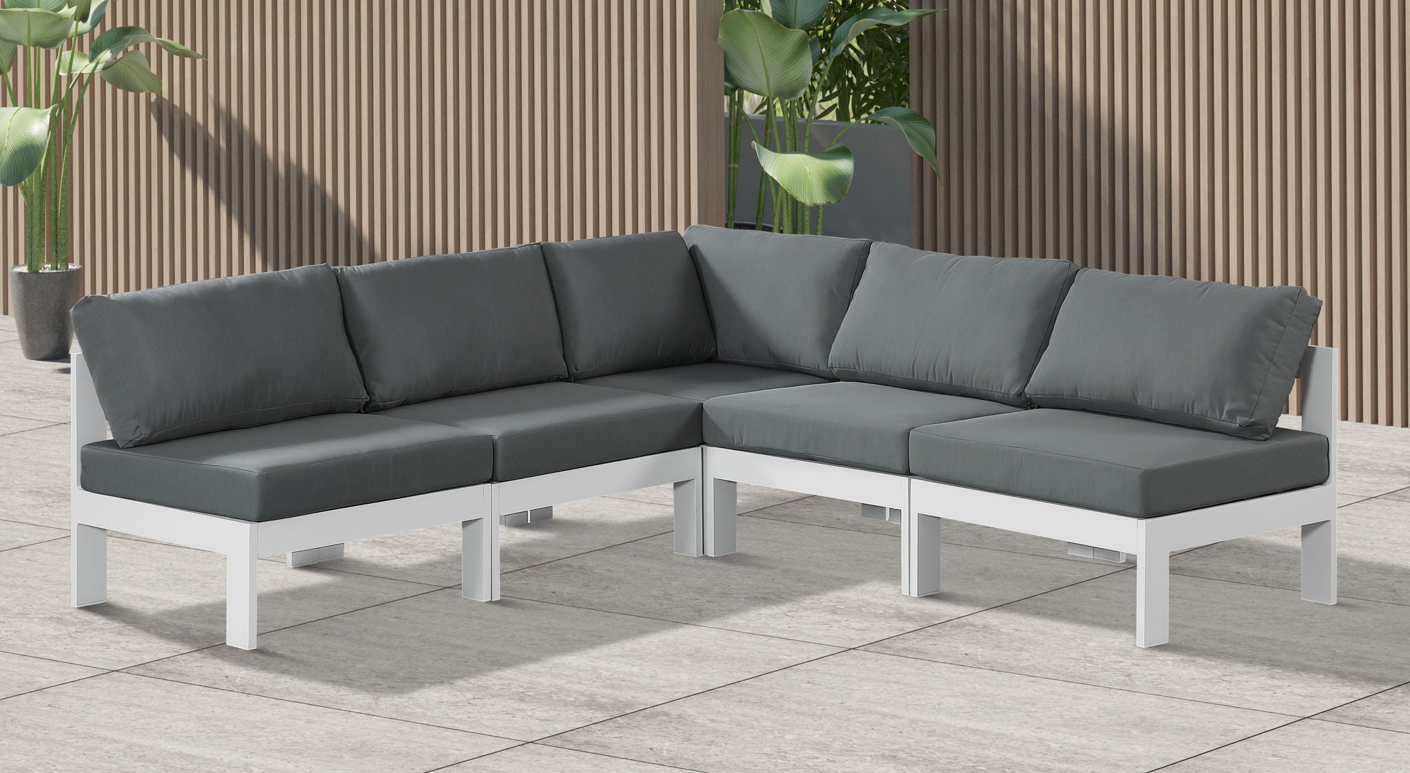 Nizuc - Outdoor Patio 5 Piece Modular Sectional With White Frame - Urban Living Furniture (Los Angeles, CA)